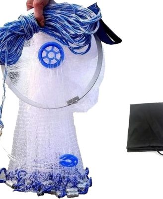 Cast Fishing Net with Aluminum Frame, 0.8 inch Mesh, 7.8-13.8 ft Diameter